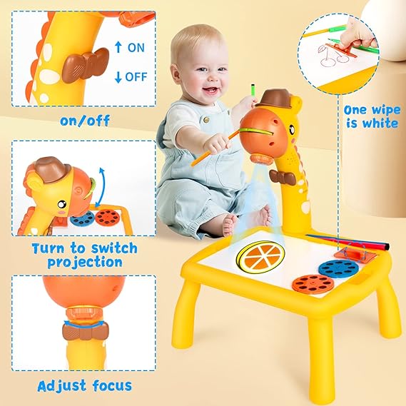 Kids Projector Painting & Drawing Table Set - 24 Patterns