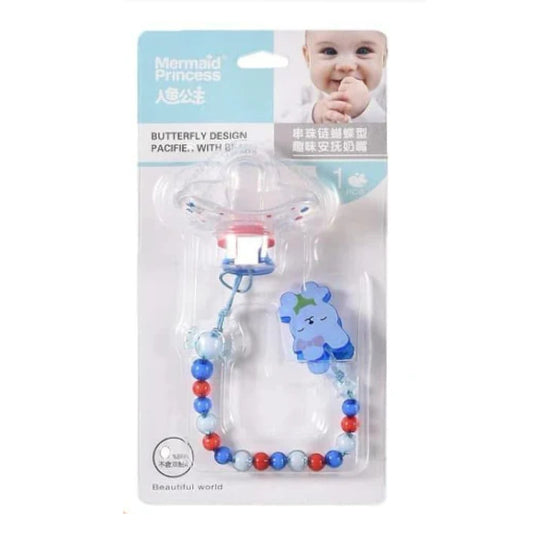 Butterfly Design Pacifier With Beads Clip