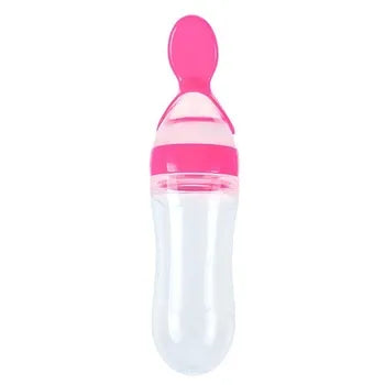 Silicone Squeezy Food Feeder Bottle With Spoon